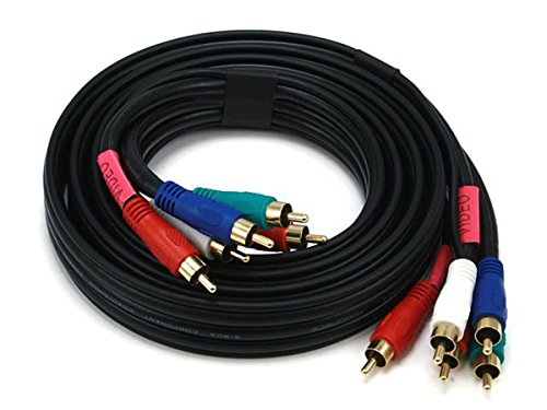 Monoprice - 100320 22AWG 5-RCA Komponens Video/Audio Koaxiális Kábel, 6 láb Fekete & Premium Két-Csatornás Audio Kábel 3 Méter - Fekete