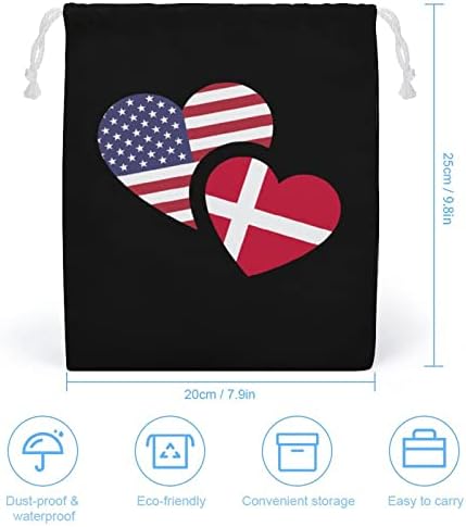 Dánia amerikai Zászló Vászon Tároló Táska Újrahasználható Zsinóros String Táska Tok Táska, Bevásárló Táska, Otthon, Utazás