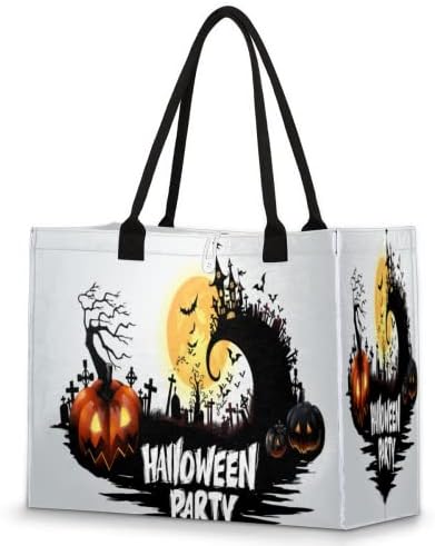 Halloween Party Éjszakai Táska Női utazótáska Újrahasználható bevásárlótáska Utility Tote Dolgozni, Vásárolni, Medence, Strand