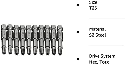 COMOK 10db 50mm Hosszú 1/4 Hüvelyk Hex Szár T25 Torx Fej Mágneses csavarhúzó Bit Készlet Biztonsági Szabotázs Bizonyíték Star