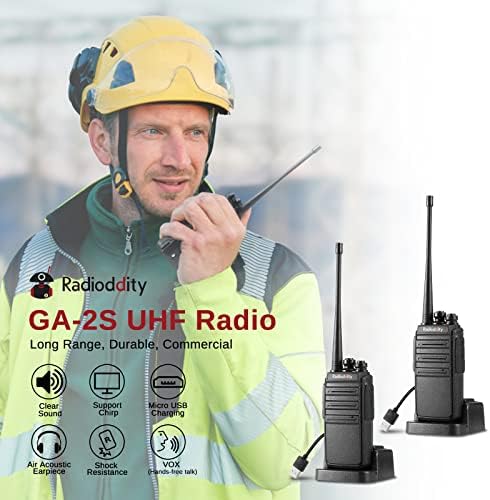 10 Pack Radioddity GA-2S Hosszú távú Walkie Talkie, hogy a Felnőttek UHF Két Rádió Újratölthető Micro USB Töltő + Radioddity