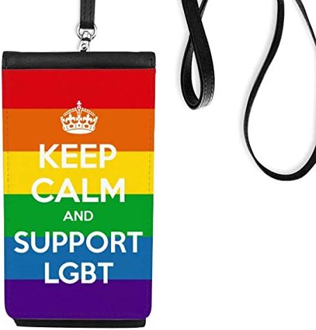 Szivárvány Transznemű Biszexuálisak Zászló LMBT Phone Wallet Pénztárca Lóg Mobil Tok Fekete Zseb