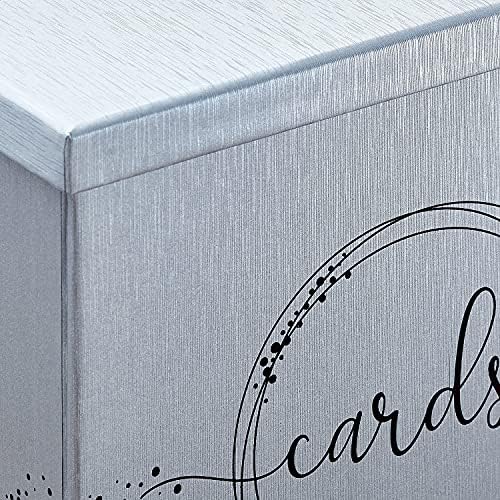 Hayley Cherie - Ezüst Ajándék Kártya Doboz Fekete Fólia Design - Mintás Kivitelben - Nagy Méret, 10 x 10 - Esküvői Fogadások, Menyasszonyi