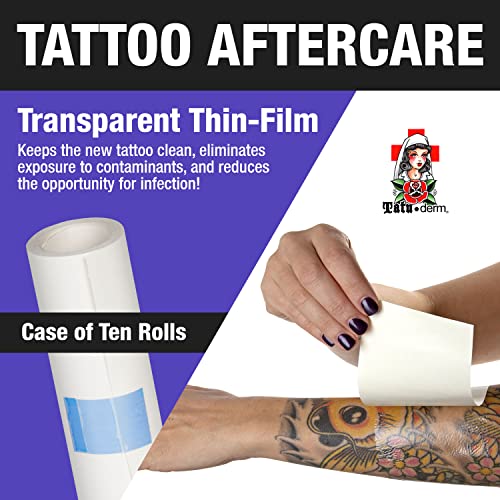 Tatu-derm® Tetoválás Utáni Tekercs A Gyorsabb Felépülés - Vízálló Ragasztó Tetoválás Akadály Film - Tetoválás Wrap Készült az USA-Ban