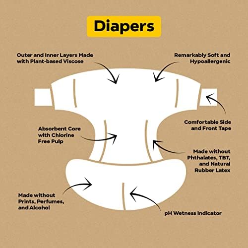 DYPER Viszkóz a Bambusz Pelenka Mérete 3 + 18 Pack Nedves Törlőkendők | Őszinte Összetevők | Készült Növényi Alapú* Anyagok