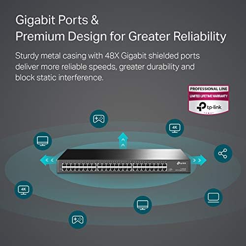 TP-Link 16 Port Gigabit Switch Könnyű Okos Sikerült Plug & Play Életre szóló Védelem Asztali/állványba szerelhető, Masszív Fém w/ Árnyékolt