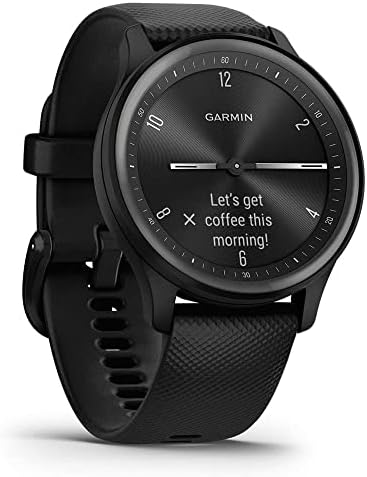 PlayBetter Garmin vivomove Sport (Fekete/Lap) Hibrid Smartwatch Hatalom Bundle - 2022 pulzusmérő Óra a Szöveg & Hívás Hordozható Töltő