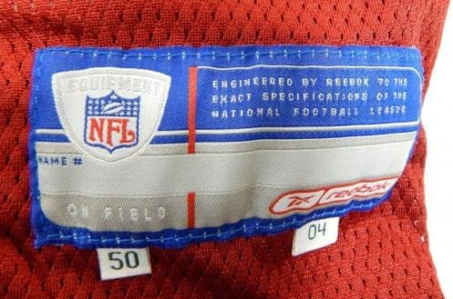 2004-ben a San Francisco 49ers Üres Játék Kiadott Piros Mez 50 DP34699 - Aláíratlan NFL Játék Használt Mezek