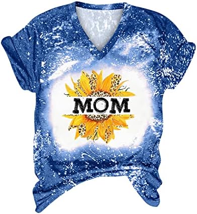 Anyák Napja Pólók Női Aranyos Baseball Anya Ünnep Blúz Nyári Nyakkendő Festék Tunika Felső Rövid Ujjú, V-Nyak Alapvető Tee