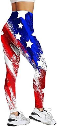Július 4-én Leggings Női Has Ellenőrzési Fenék Felemelése Zökkenőmentes Amerikai Zászló Legging Kényelem Sovány Leggings Jóga Nadrág