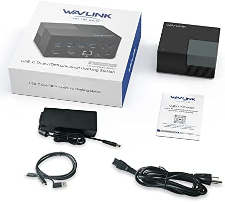 WAVLINK USB-C Dokkoló Állomás,USB 3.0 Universal Dock Dual Monitor,100W PD, 2 HDMI Port,Gigabit Ethernet,4xUSB3.0 Mac,Windows,USB-4,USB-C
