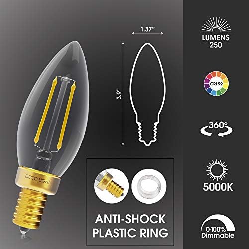 Deco Lámpa Gyertyatartót Led Izzók – 25W Egyenértékű E12 LED Izzó 6-Csomag Célja, hogy az USA – HD 250 Lumen Nappal (5000K) Szabályozható Gyertya