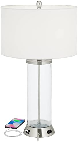 360 Világítás Watkin Modern asztali Lámpa 27.5 Magas, 2 LED, USB-s HÁLÓZATI Aljzatból, a Bázis Szabályozható Átlátszó Üveg Oszlop