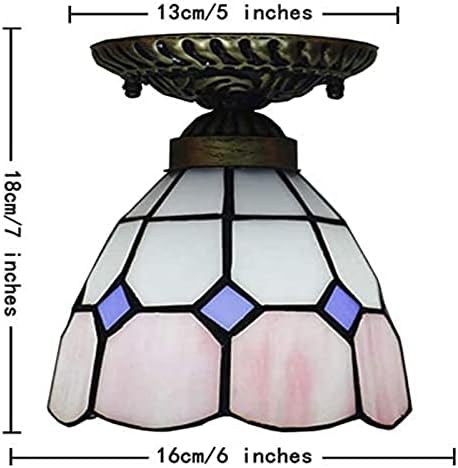 Mennyezeti Lámpa Mennyezeti Lámpa 6 Hüvelyk Mini Mennyezeti Lámpa Évjárat Festett Üveg Lámpabúra E27 Tiffany Stílusú Mennyezeti Lámpa,Sárga