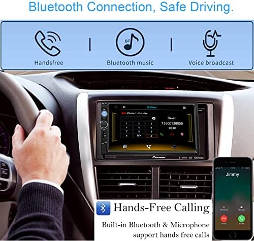 Regetek Autó Sztereó Kompatibilis Apple CarPlay, Android Auto,Dupla Din 7 Érintőképernyő a Dash Bluetooth autórádió Mp3 Audio 1080P Videó
