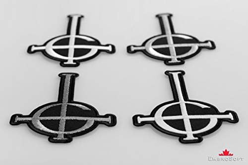 Szellem BC Grucifix Kereszt Szimbólum Heavy Metal, Doom Hard Rock Együttes, Hímzett Javítás Vas A (3.5 x 4.9, Ezüst Fény Metál)