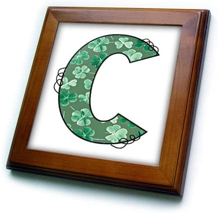 3dRose Aranyos Zöld négylevelű Lóhere Göndör Cue-Monogram Kezdeti C - Keretes Lapok (ft-375819-1)