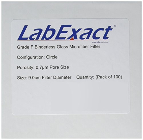 LabExact 1200380 Grade F Üveg Mikroszálas Szűrő, Binderless Boroszilikát Üveg, 0.7 mm 9.0 cm (Csomag 100)