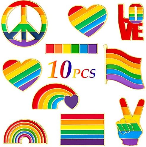 WILLBOND Meleg Szivárvány Bross Csapok Büszkeség LGBTQ Szív Zászló Címke Csapok a Ruhát, Táskát, Dekoráció, Karácsonyi Ajándékok (10 Db)