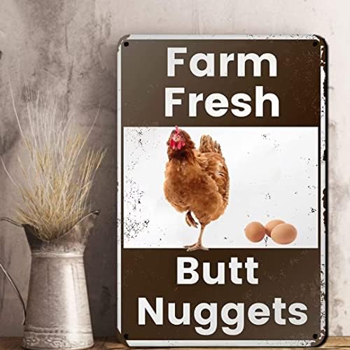 Vintage Fém Adóazonosító Jele, - a Farm Friss Fenék Nuggets -Csirke Tojás Eladó Piaci Farm Barn Csirke, Tyúk, Kakas, Adóazonosító