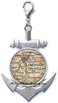AllMapsupplier Divat Horgony Cipzár Húzza,Louisville,Kentucky térkép Homár Csattal,Louisville térkép Horgony Cipzár Húzza,a Louisville-i