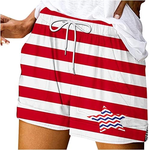 A nők Sport Alkalmi Nadrág Amerikai Zászló Nyomtatás Laza Zsebbel Húzózsinórral Sweatpant Strand Boyshort a Hazafias Párt