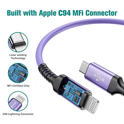 Az Apple C94 Mpi Hitelesített USB-C-Villám Fonott Kábel iPhone 14/13/12/11 Pro Pro Max Plus Mini, SE XS Max XR X, 8/7/6