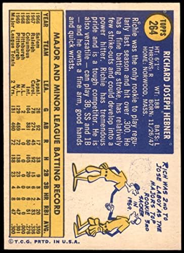 1970 Topps 264 Richie Hebner Pittsburgh Pirates (Baseball Kártya) NM/MT Kalózok
