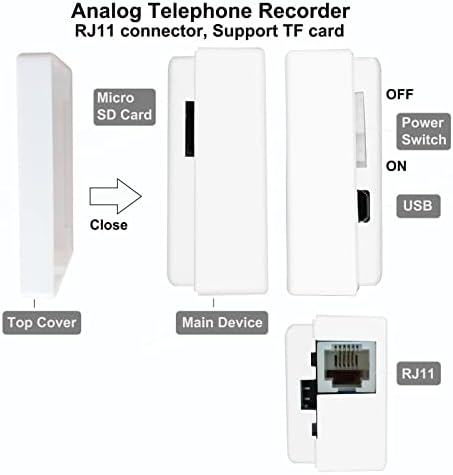 USB Telefon Készülék, 32 gb-os Automata Mini Vezetékes Telefon Készülék, RJ11 Telefon Felvevő Készülék az Otthoni Irodai Analóg/IP/Digitális