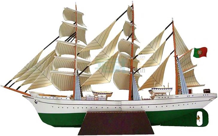 TECKEEN 1:300 Papír Portugália Sagres II Vitorla Képzés, Hajó Modell, Szimuláció Hajó Katonai Tudományos Kiállítás Modell