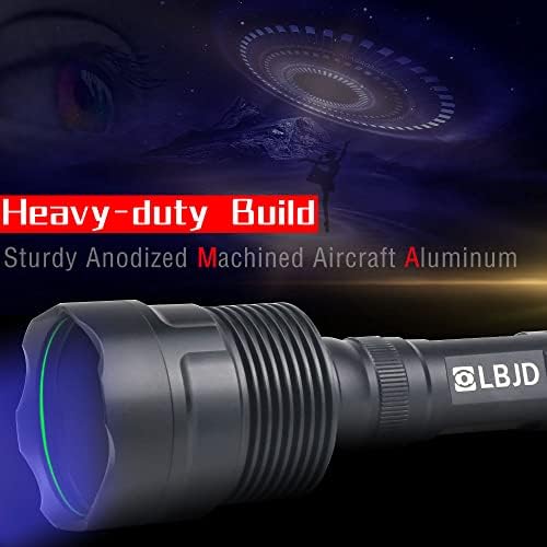 LBJD V7 365NM Fekete Fény Flashlite, Nagy teljesítményű UV Blacklight Elemlámpák Szűrt 3 LED, Hosszú távú Szakmai Fokozatú Gerenda, Kisállat