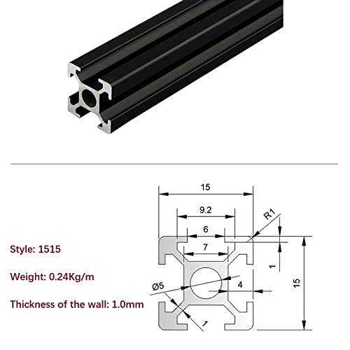 Mssoomm 2 Csomag 1515 Alumínium Extrudált Profil, Hossz 11.02 inch / 280mm Fekete, 15 x 15 mm 15 Sorozat T Típusú, T-Slot Európai Szabvány