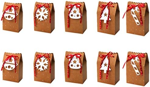 NUOBESTY Kraft Papír Ajándék Táskák a Karácsonyi Édességet Dobozok Sütés Keksz Süti, Csoki Csomagolás Zsák Konténer a Szalag, Fehér