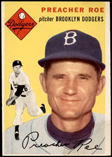 1954 Topps 14 WHT Prédikátor Roe Brooklyn Dodgers (Baseball Kártya) (Fehér Vissza) EX Dodgers