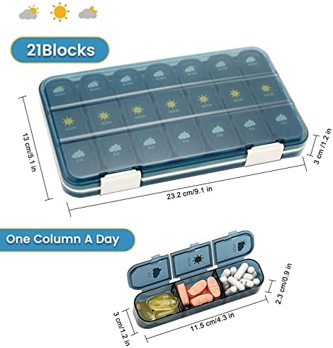 Heti Tabletta Szervező 3-Szor egy Nap, 7 Nap Gyógyszeres Dobozt Cserélhető Gyógyszer Tervező Adagolók Reggel, Délben, Este,