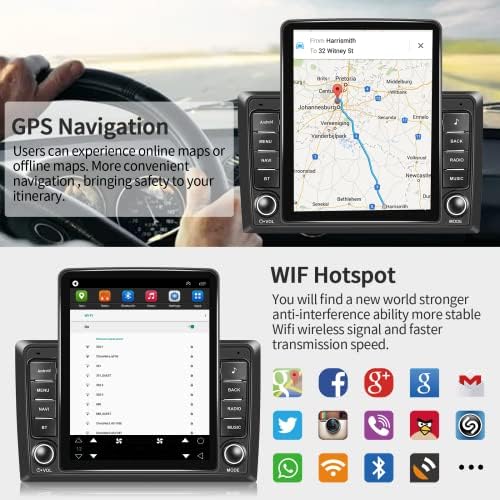 Android Dupla Din autórádió Vezeték nélküli Apple Carplay, 9.5 Függőleges Érintőképernyő autórádió GPS Navigáció Bluetooth, WiFi,