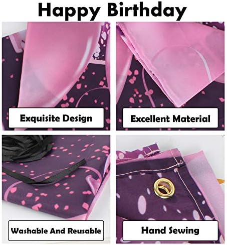 PAKBOOM Boldog 10. Születésnapi Banner Háttérben - 10 Születésnapi Party Dekorációk, Kellékek Lányoknak - Rózsaszín, Lila, Arany, 4 x 6 láb