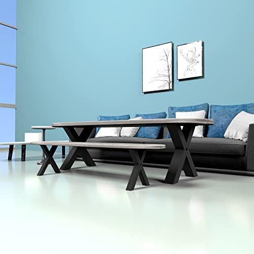 Orgerphy 28 Fekete Fém Asztal Lábak (2DB)| Étkező Asztal Lábai X-Keret Nehéz Bútorok Lába Asztal Lába Pad Lába | Fém Lábak a dohányzóasztal