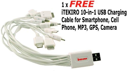 iTEKIRO Fali DC Autó Akkumulátor Töltő Készlet Panasonic Lumix DMC-FZ30EG-K + iTEKIRO 10-in-1 USB Töltő Kábel