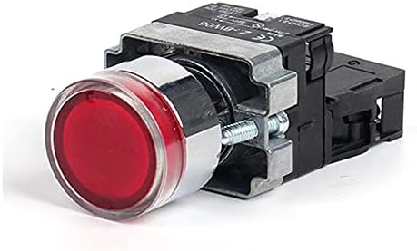 DJDLFA 22mm Pillanatnyi XB2-BW3361 Kerek Nyomógomb Kapcsoló LED/Neon Fény 1NO 24V/AC220V/AC380V (Szín : Zöld, Nem, Méret : 12V)