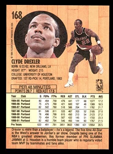 1991 Fleer 168 Clyde Drexler Trail Blazers (Kosárlabda Kártya) NM/MT Trail Blazers-Houston