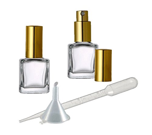 Grand Parfums 5ml Üveg Parfüm, Porlasztó, Üres Újratölthető Rövid Négyzetméter Üveg, Arany Permetező 1/6 Oz Szett (10)