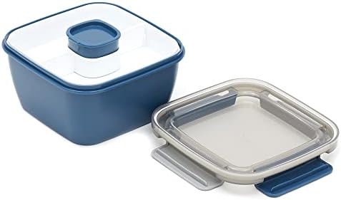 Haza Alapokat Légmentes uzsonnás doboz, Kék | Műanyag | Tökéletes Munka Ebéd | Mikrohullámú sütő Biztonságos | Rögzítő Fül Rendszer (38 oz)