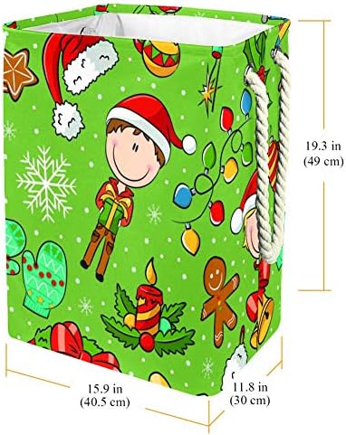 Inhomer Karácsonyi Design, A Zöld Háttér 300D Oxford PVC, Vízálló Szennyestartót Nagy Kosárban a Takaró Ruházat, Játékok Hálószoba