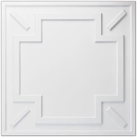 Art3d Dekoratív álmennyezet Csempe 2x2, Ragasztó-up 3D Mintás Felső Panel, Műanyag Lap, Fehér(12 Db)