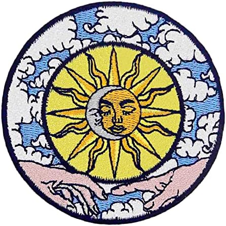 Égi Hold, a Nap, A Teremtés, a Világ Javítás Hímzett Applied Jelvény Vasalót Varrni Jelkép