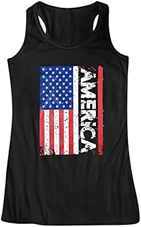 Július 4-Ing Tartály Tetejét Női Ujjatlan U Nyakú Pólók USA Zászló Csillagok Csíkos Hazafias Sportos Tunika Tshirts