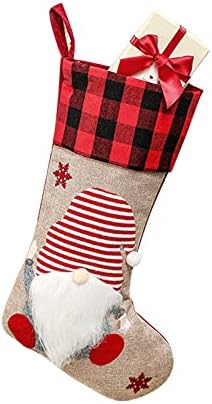 Karácsonyi Harisnya Tartók Piros Kockás Gnome Családi Díszek Lógnak Harisnya Dísze a Karácsonyi Ünnep Fél Lóg Kristályok Alatt 10