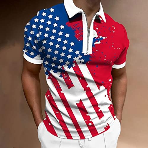 Július 4-Ingek Férfiak számára, Pólók Férfi Retro USA Zászló Nyomtatás Golf Póló július 4-én Hazafi Ing