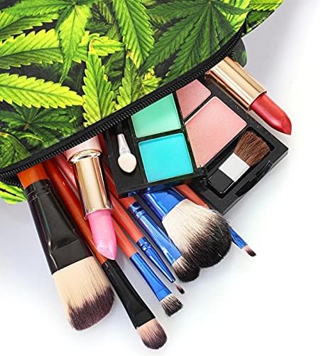 Kozmetikai Táska a Nők, a Kannabisz Textúra Marihuána Levél Halom, Smink, Táskák, Fogantyú a Tartozékok Szervező Ajándékok